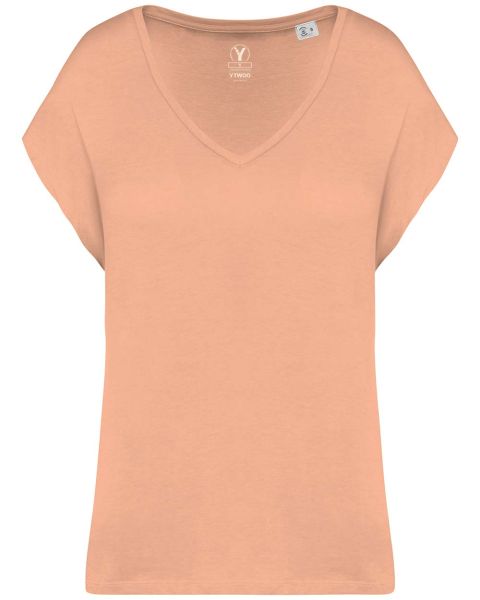 Oversized Damen T-Shirts aus Bio-Baumwolle, V-Ausschnitt