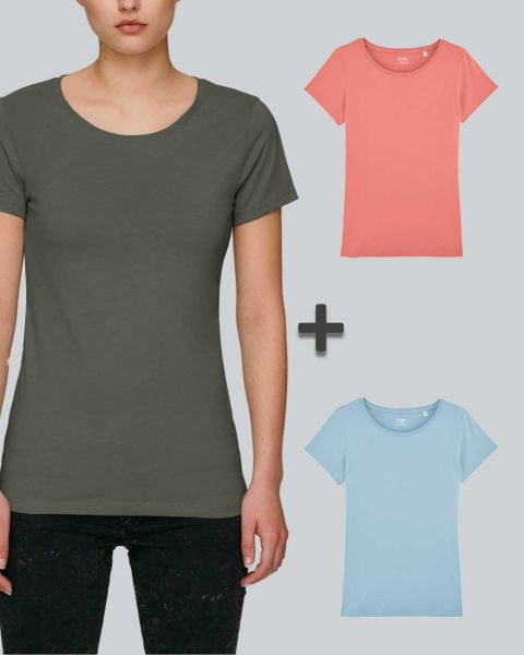 Damen Basic T-Shirt in verschiedenen Farben | 3er Multipack