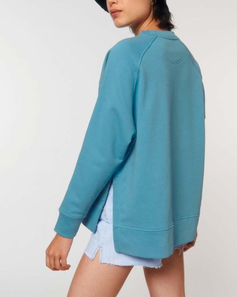 Oversized Damen Sweatshirt mit seitlichem Schlitz
