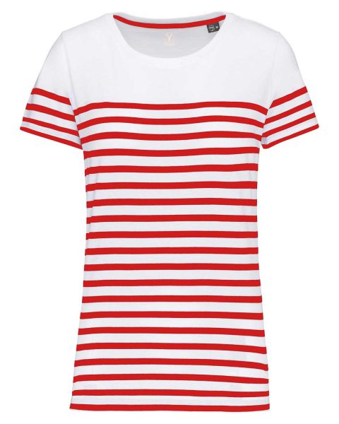Nachhaltiges Damen-T-Shirt mit Rundhalsausschnitt im Marine-Stil