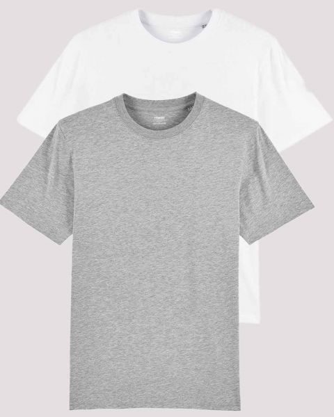 2er Pack | Männer T-Shirt Basic | schwere Bio-Baumwolle | 220g/m² | Zwei FarBrKombinationen