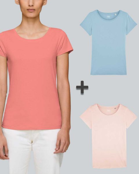 Damen Basic T-Shirt in verschiedenen Farben | 3er Multipack