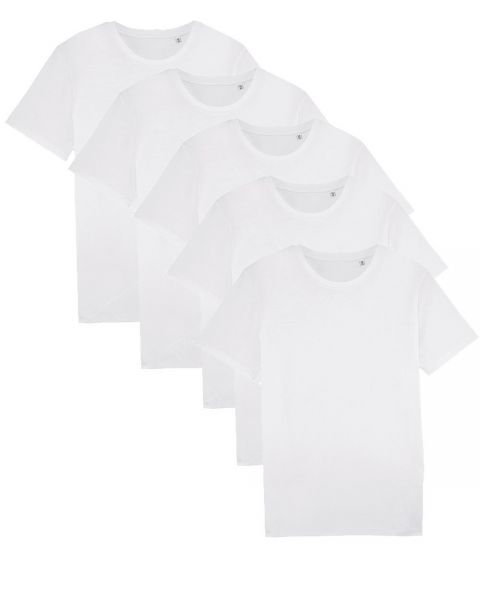 Herren | 5er Pack Basic T-Shirt | mittelschwer | Weiß