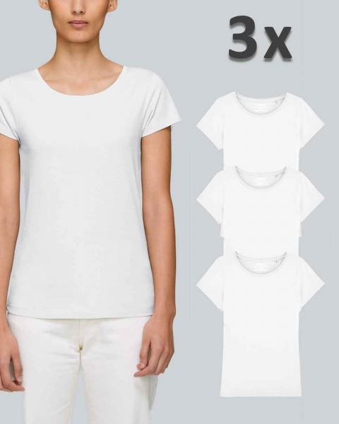 Damen Basic T-Shirt in Weiß | 3er Multipack