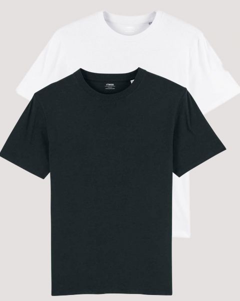 2er Pack | Männer T-Shirt Basic | schwere Bio-Baumwolle | 220g/m² | Zwei FarBrKombinationen