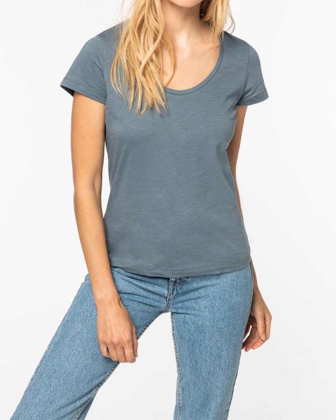 Damen-T-Shirt mt Slub Optik aus 100% Bio-Baumwolle